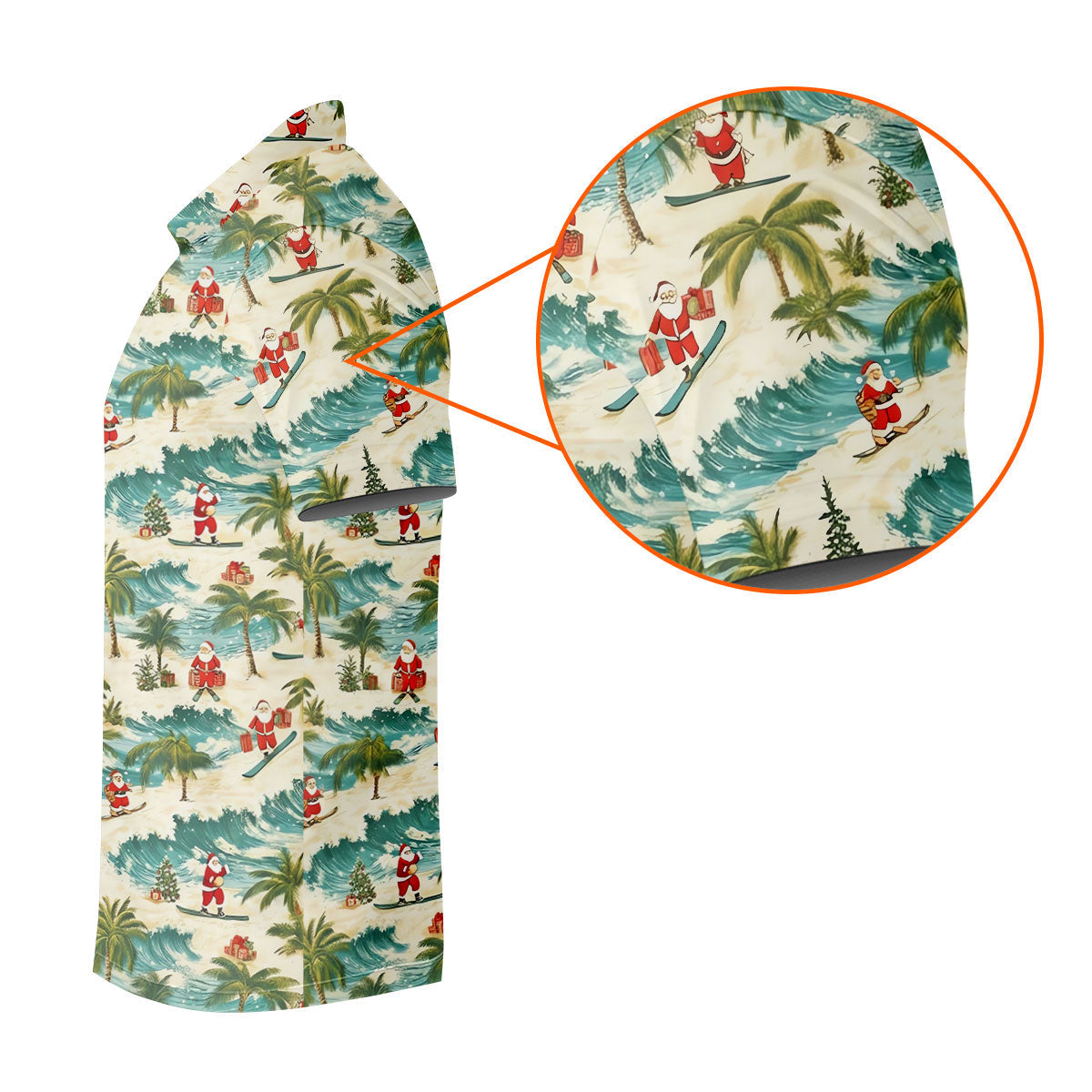 Christmas Santa Surfing Tropical Hawaiian Golf Shirt, Golf Shirts For Women, Performance Golf Shirt