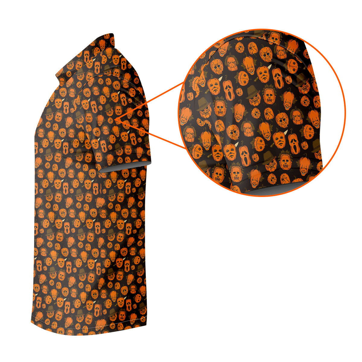 Halloween Horror Character Pumpkin Pattern Golf Shirt, Women’s Golf Polo, Printed Golf Shirt