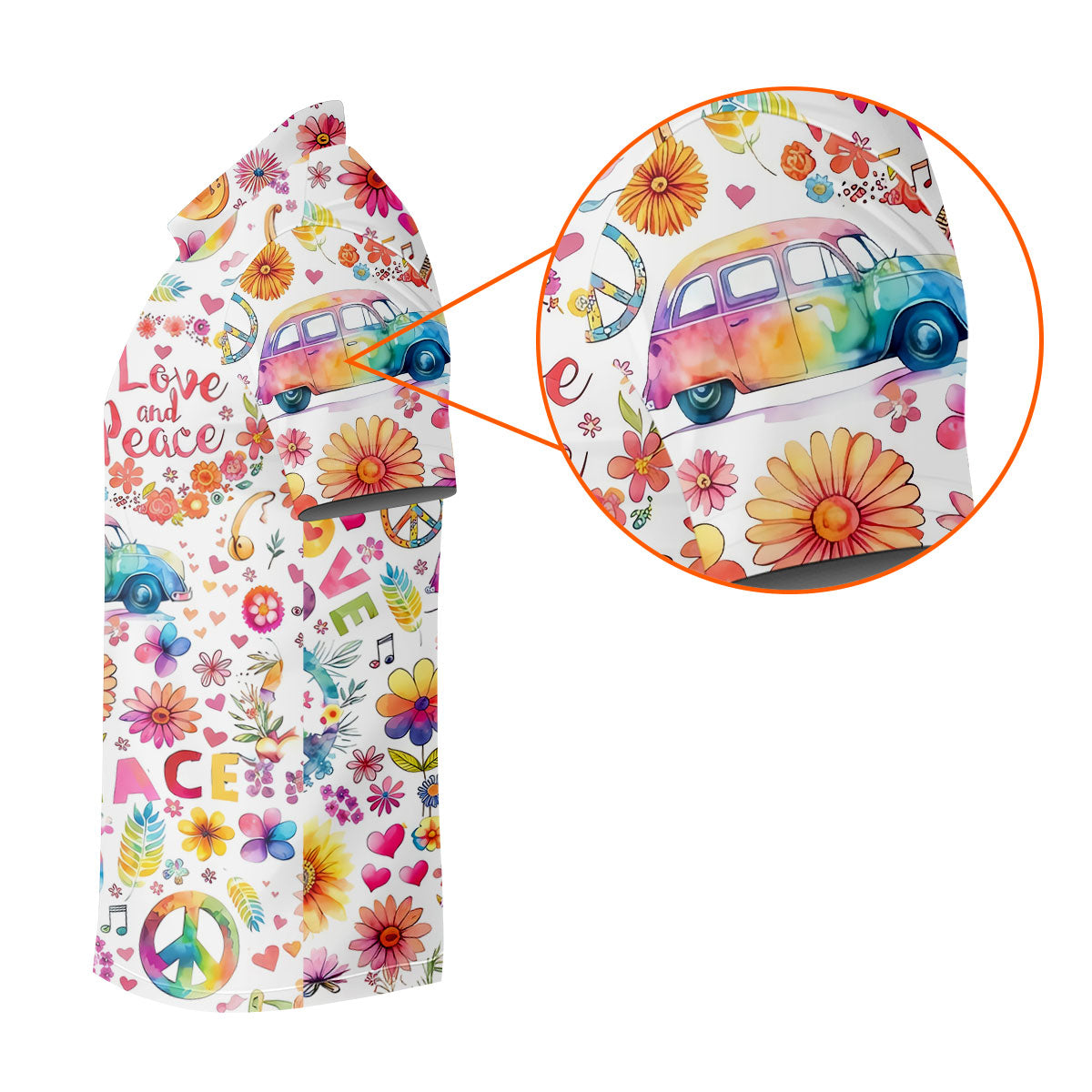 Retro Love Peace Van Floral Hawaiian Golf Shirt, Men's Golf Shirt, Printed Golf Shirts