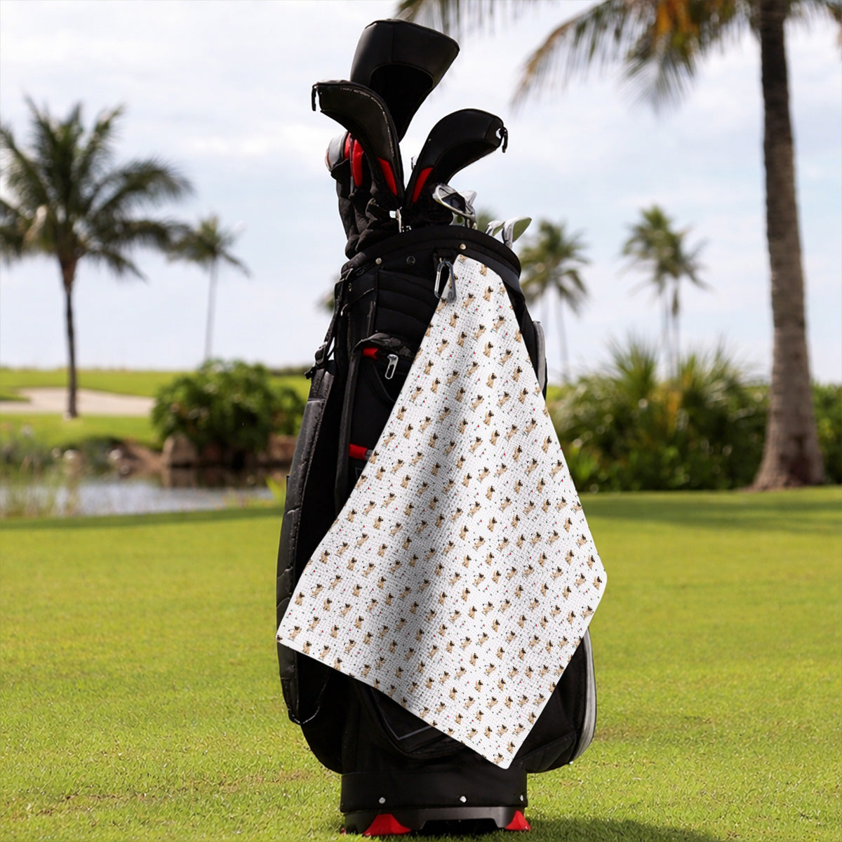 Pug Pattern Golf Towel, Funny Pug Golf Towels, Crazy Golf Gift For Golfer