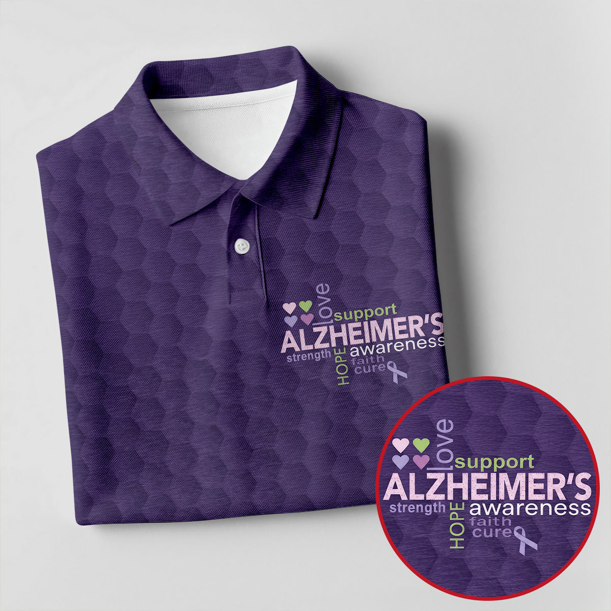 Purple Alzheimer's Awareness Floral Polo Shirt, Golf Shirts For Women, Women’s Golf Polo