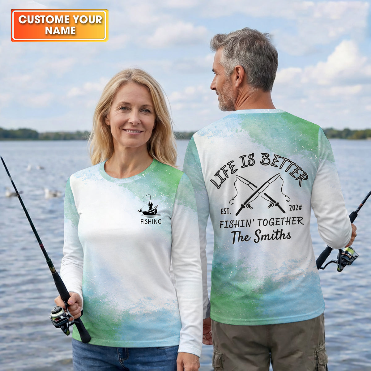 Life Is Better Fishing Together Personalized Fishing Shirt, Fishing UPF Shirts, Fishing Gift for Men