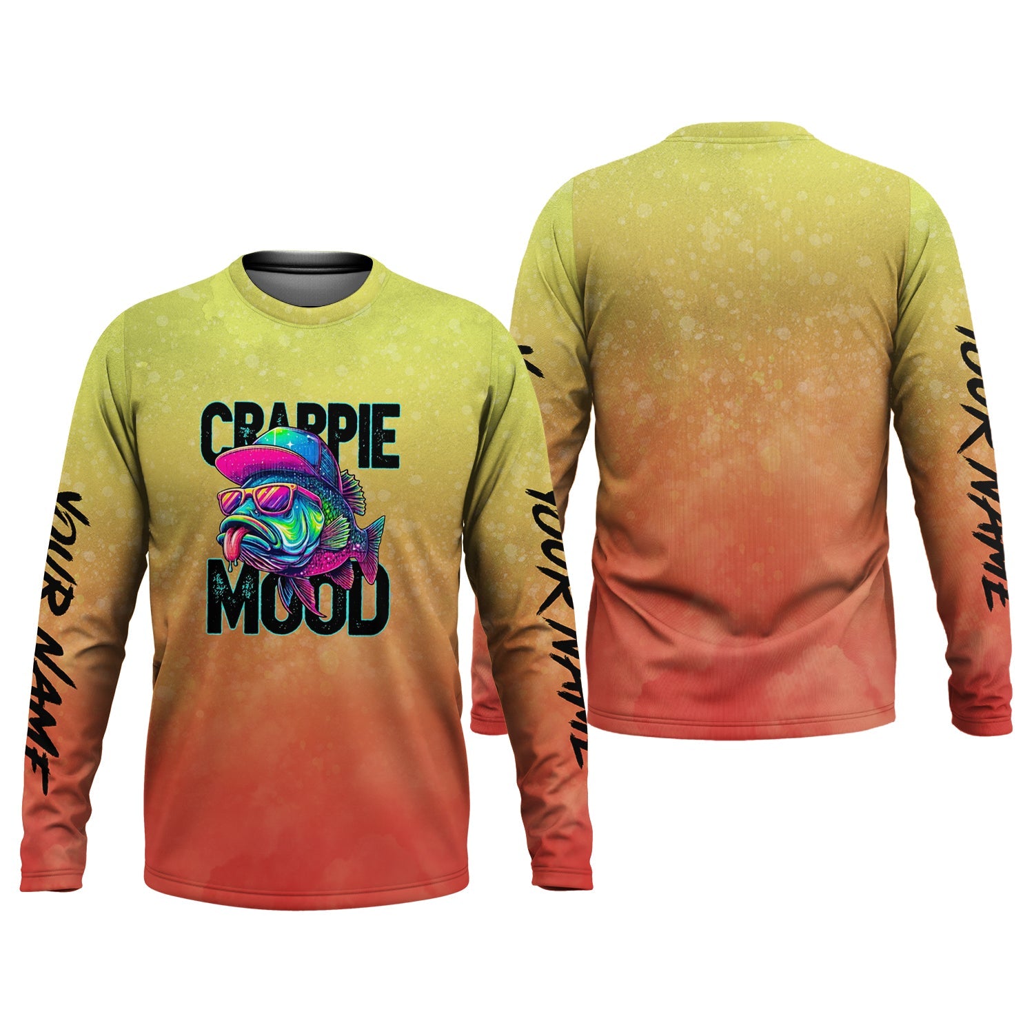 Crappie Mood Orange Yellow Fishing UPF Shirts, Fishing Jersey, Funny Fishing Shirt