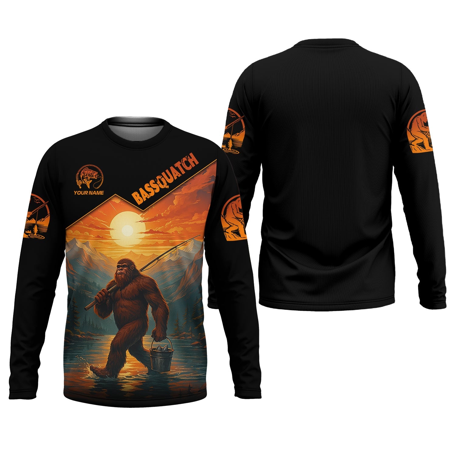 Bassquatch Bigfoot Fishing SPF Long Sleeve Shirts, Fishing Shirts For Men, Funny Fishing Shirt, Fisherman Gift