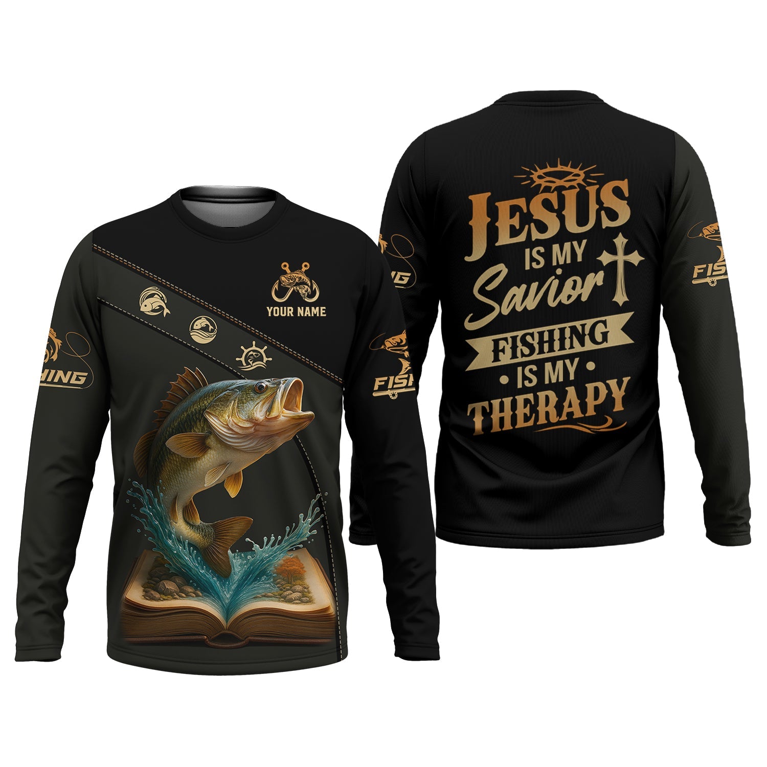 Jesus Is My Savior, Fishing Therapy SPF Shirt, Funny Fishing Shirt, Gift For Fisherman