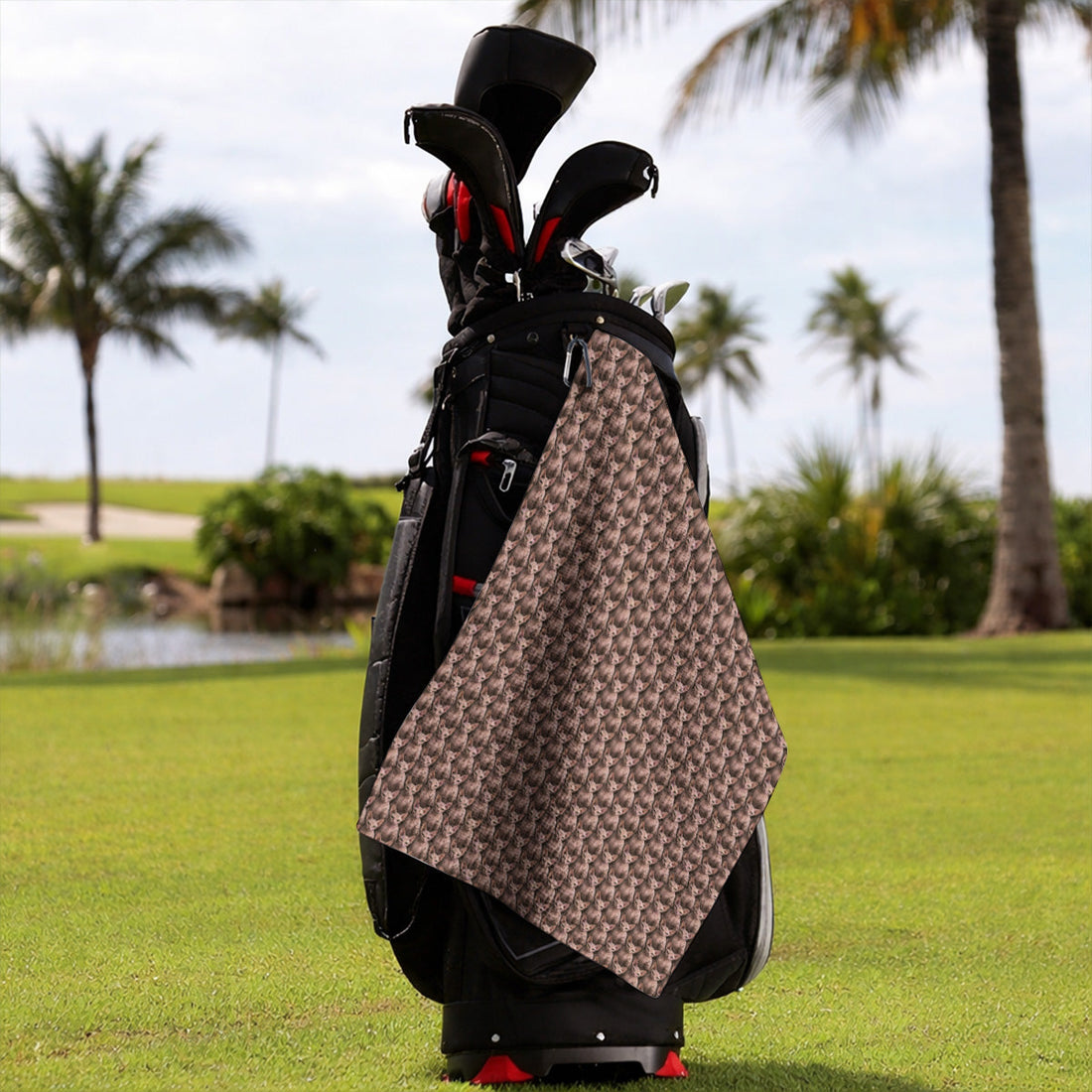 Funny Sphynx Cat Golf Towel, Hairless Cat Pattern Golf Towels, Crazy Golf Gift For Golfer