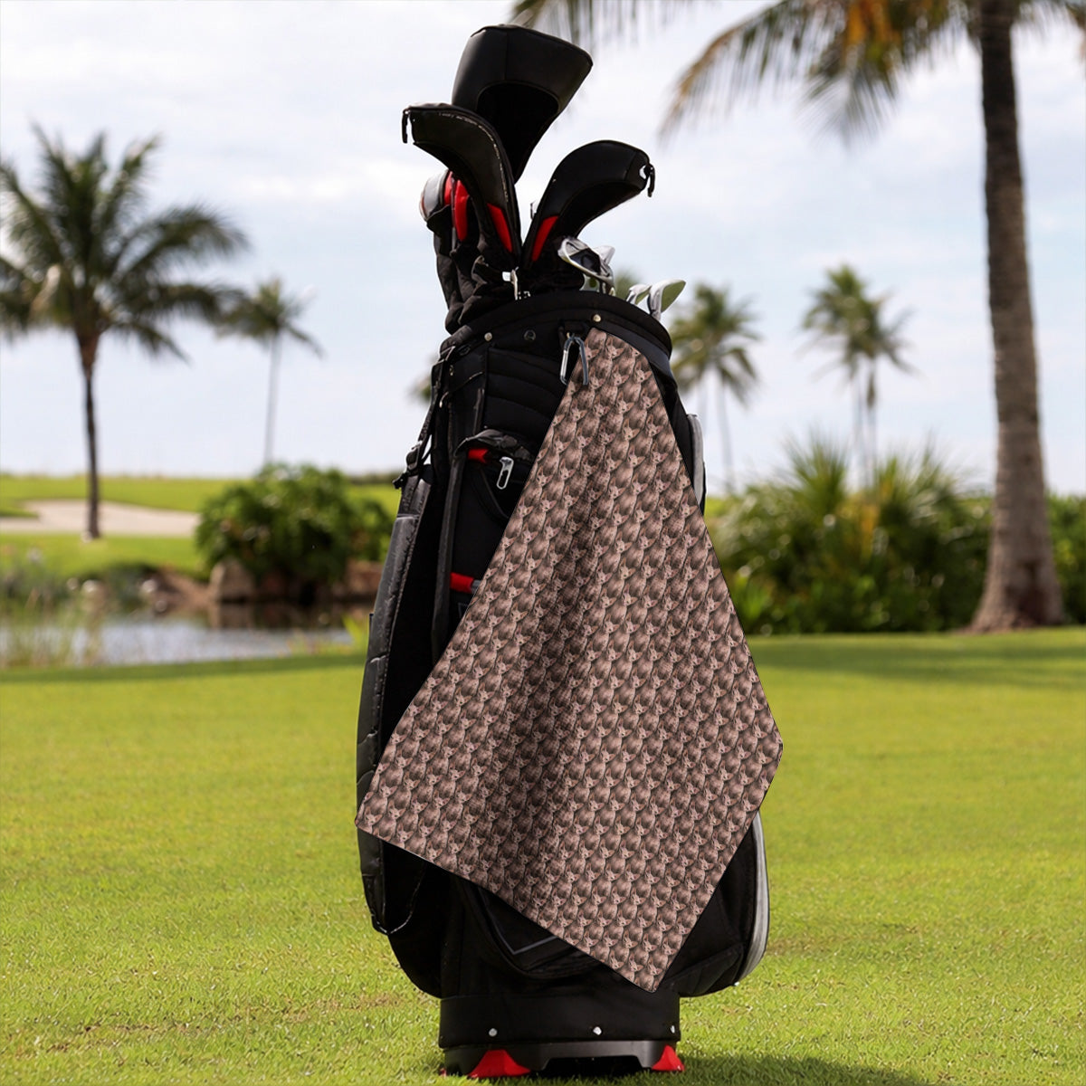 Funny Sphynx Cat Golf Towel, Hairless Cat Pattern Golf Towels, Crazy Golf Gift For Golfer