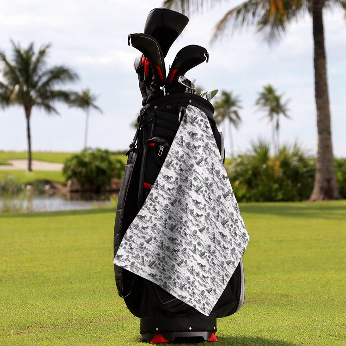 Beagle Toile De Jouy Golf Towel, Vintage Dog Pattern Golf Towels, Beagle Lover Golf Gift