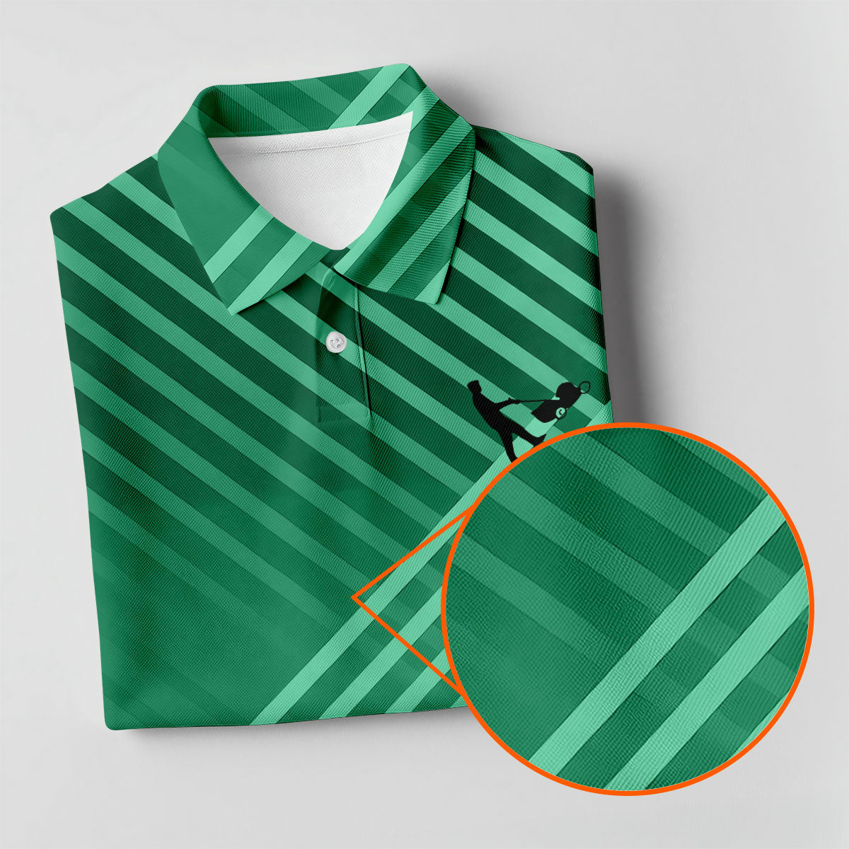 Green And White Striped Pattern Women's Golf Tops, Performance Golf Shirt, Ladies Golf Shirts