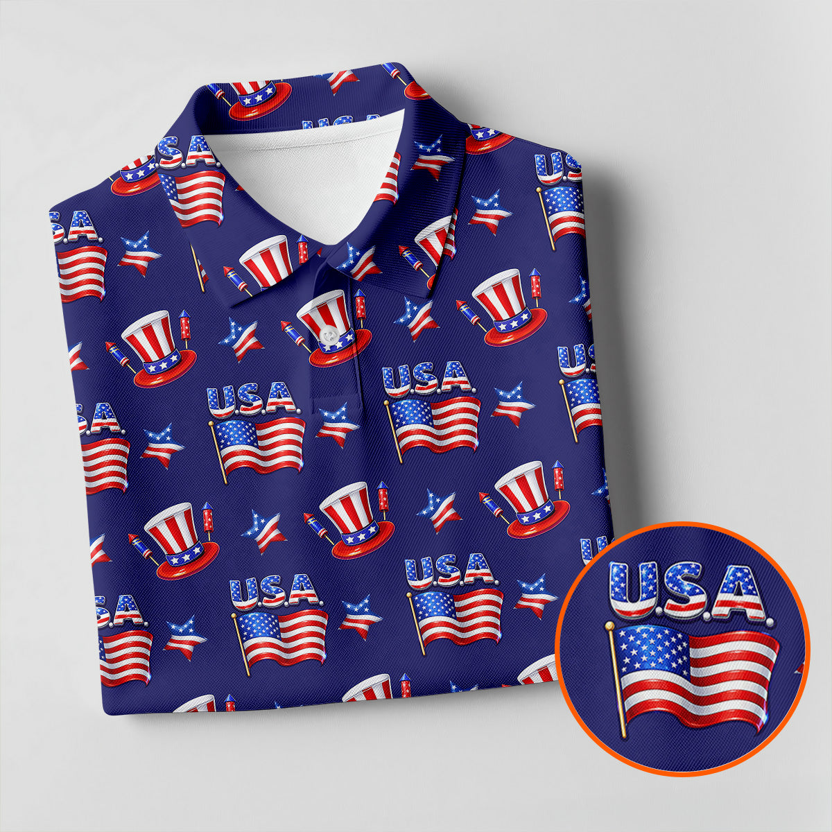 Waving Flags Uncle Sam Hats Seamless Pattern 250th Anniversary Golf Shirt For Women, Patriotic Golf Shirt