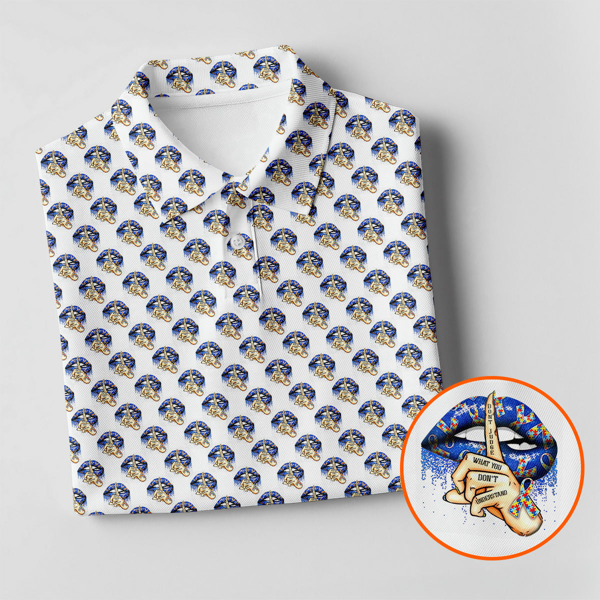 Don't Judge What You Don't Understand Autism Puzzle Women's Golf Tops, Autism Awareness Color Ladies Golf Polos
