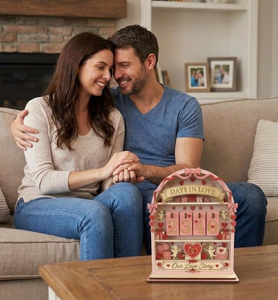 Personalized Days in Love Tracker, Custom Anniversary Counter Sign, Romantic Couple Decor, Valentine’s Day Gift