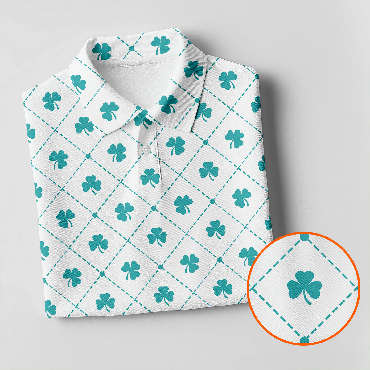 Grid Pattern Shamrock Golf Shirt, St Patrick's Day Women's Golf Tops, Ladies Golf Polos, Golf Shirt For Women