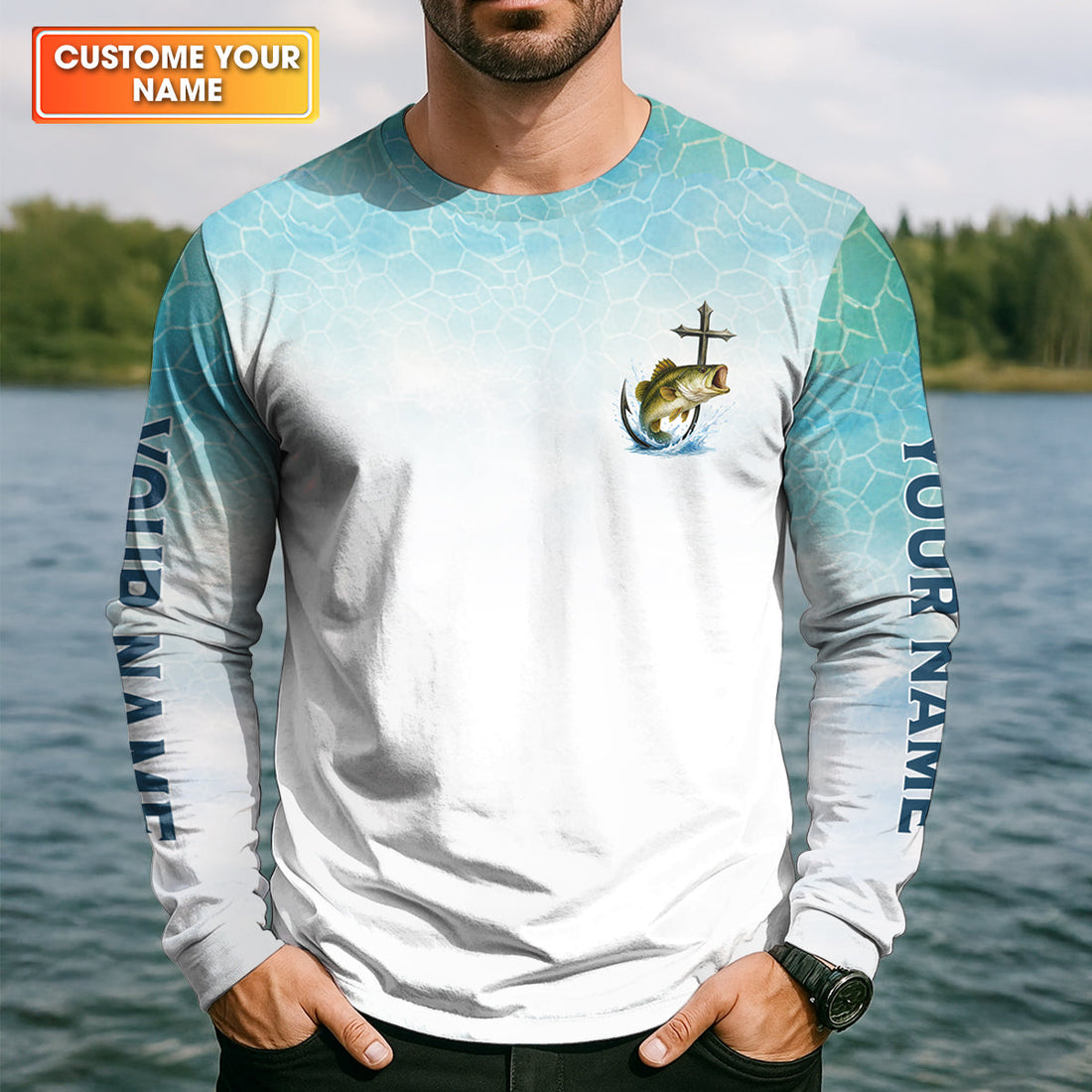 I've Got Fishing In My Blood Jesus In My Soul Faith Cross Christian Fishing UPF Shirts, Fishing Shirts For Men