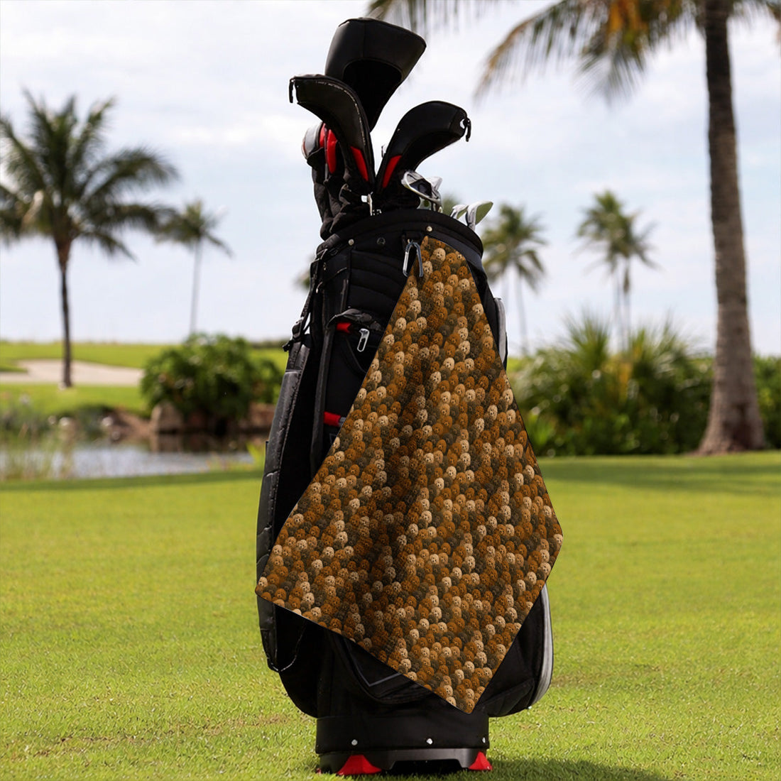 Funny Poodle Pattern Golf Towel, Poodle Dog Golf Towels, Golfer Dog Lover Gift