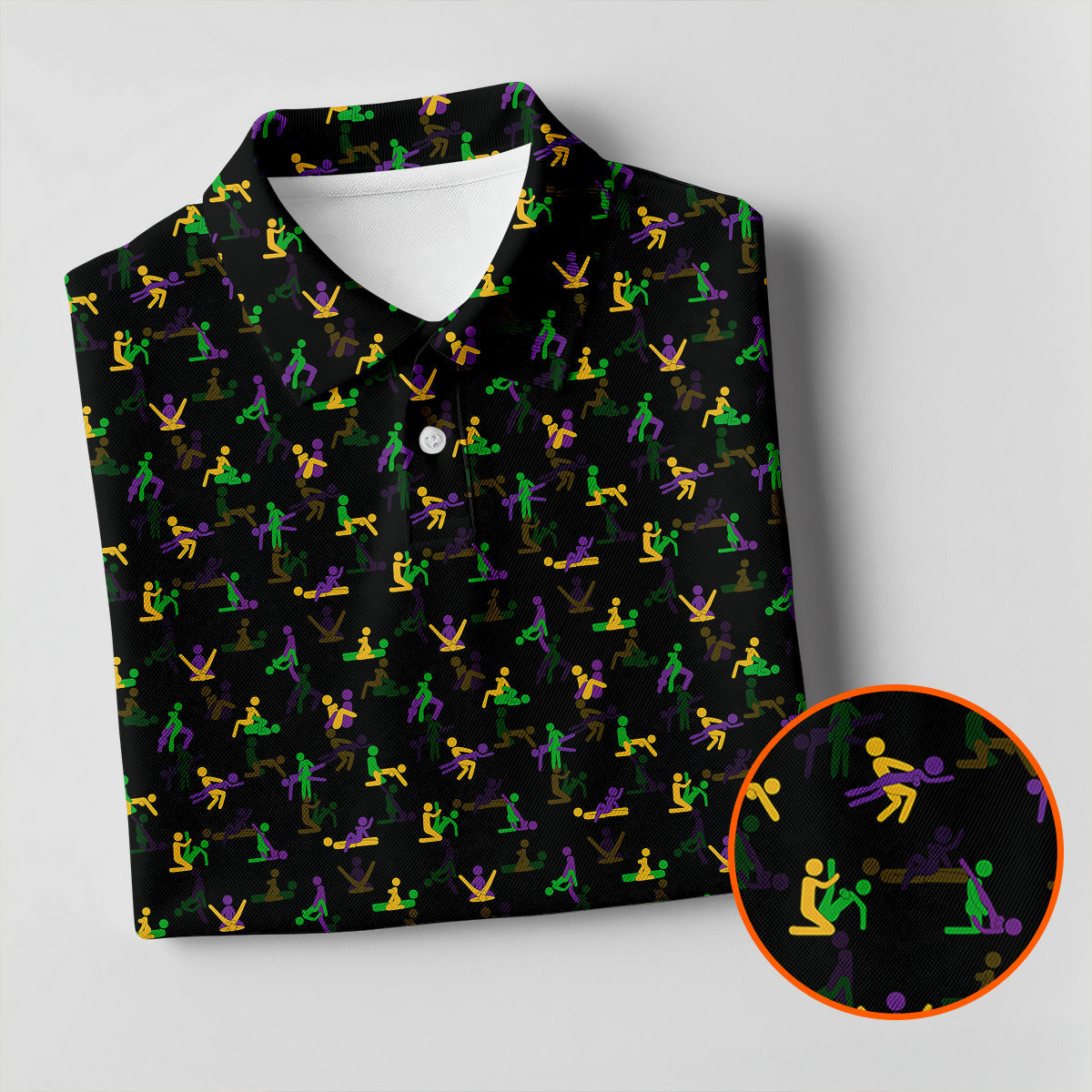 Naughty Position Stick Figure Couple Mardi Gras Black Golf Shirt, Women's Golf Tops, Ladies Golf Polos