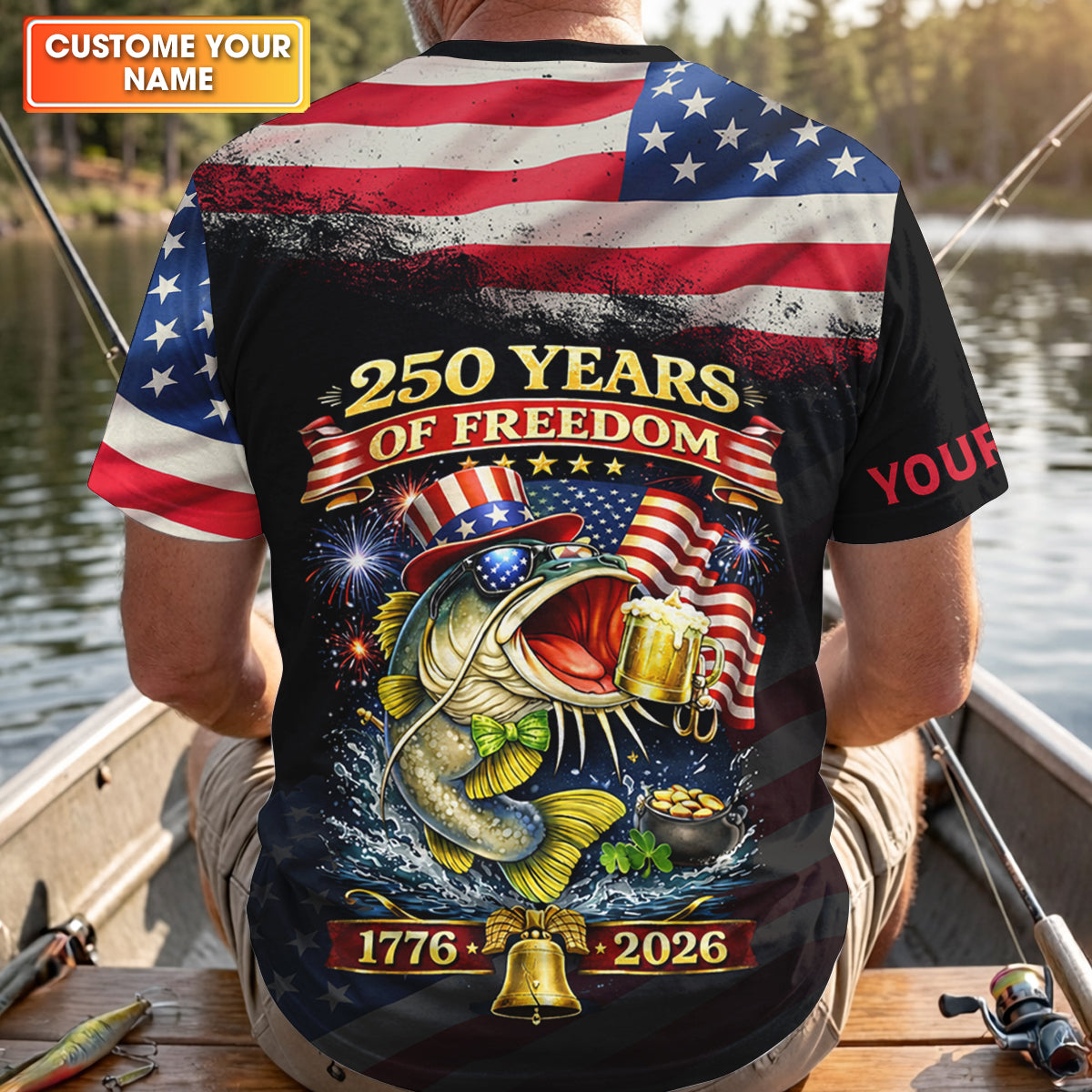 250 Years Of Freedom Fishing And Beer Patriotic Fishing Shirt, Fishing UPF Shirts, Fishing Shirts For Men