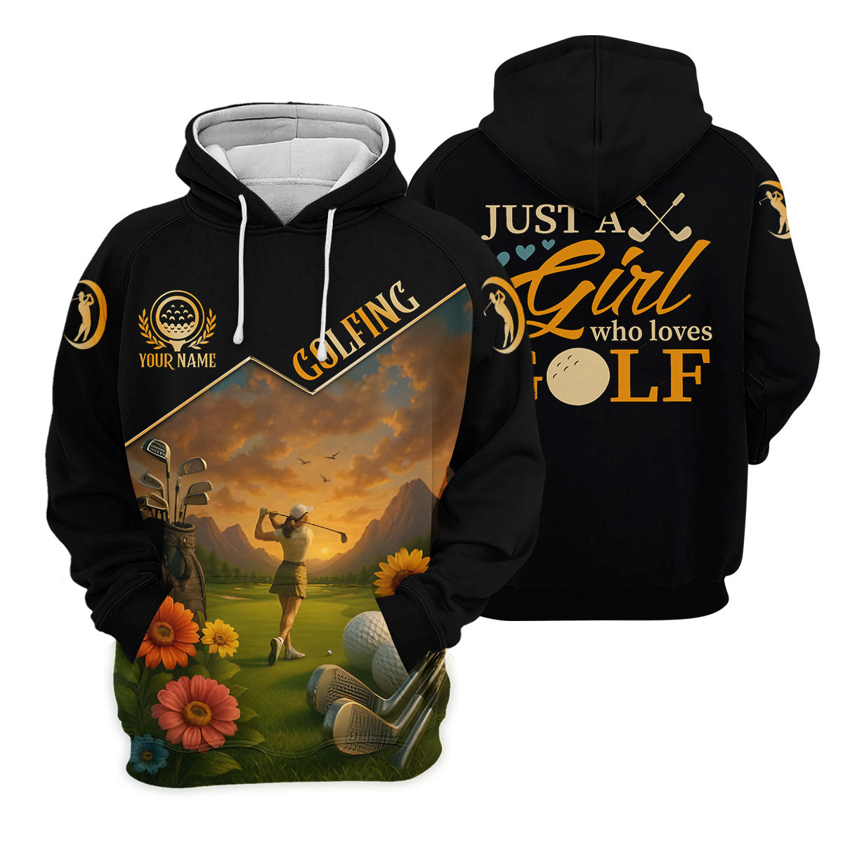 Just A Girl Who Loves Goft Custom Womens Golf Polo ShirtLadies Golf Shirts, Womens Golf Clothes