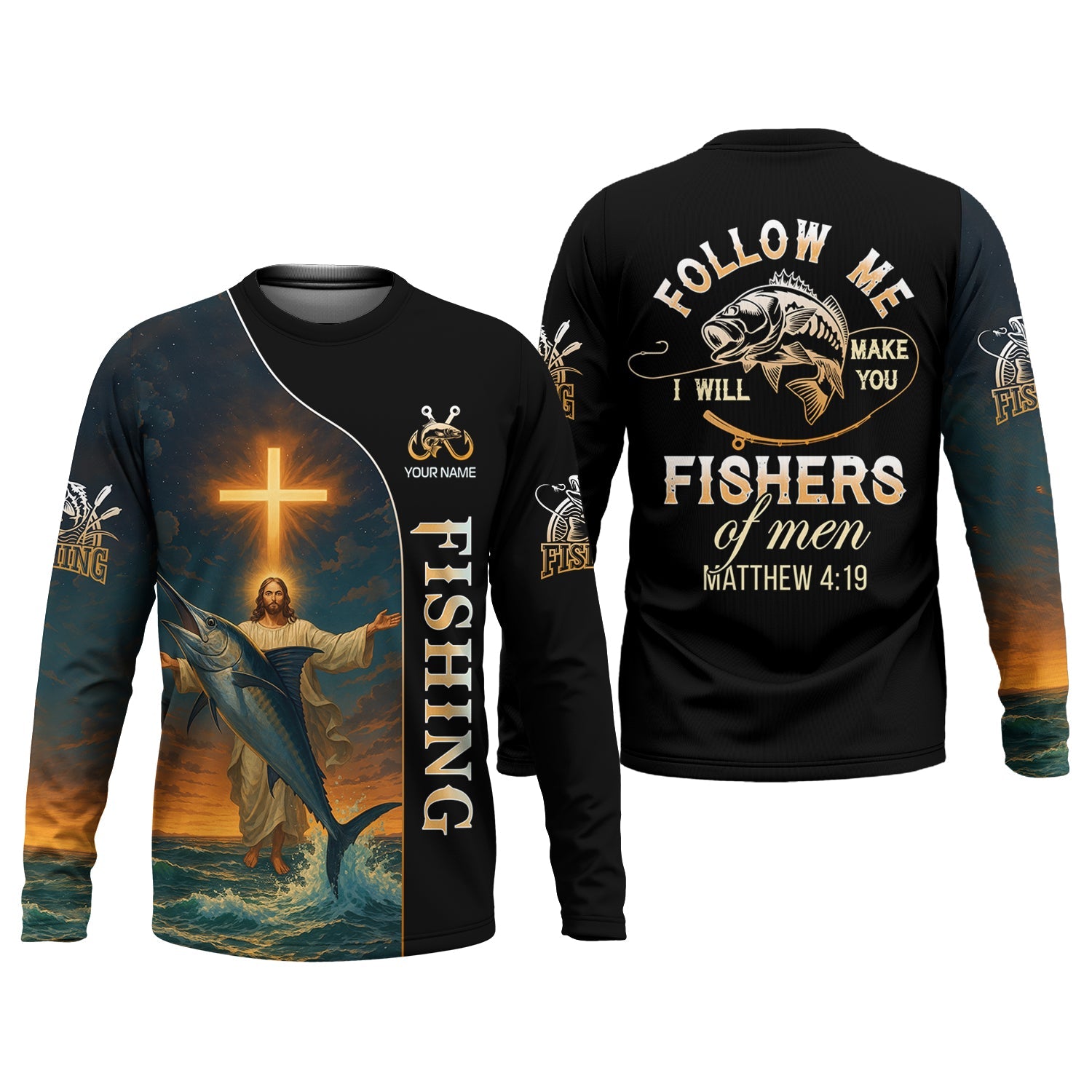Followe Me And I Will Make You Fishers Of Men, Jesus Fishing Shirt, SPF Shirt For Men, Gift For Fisherman