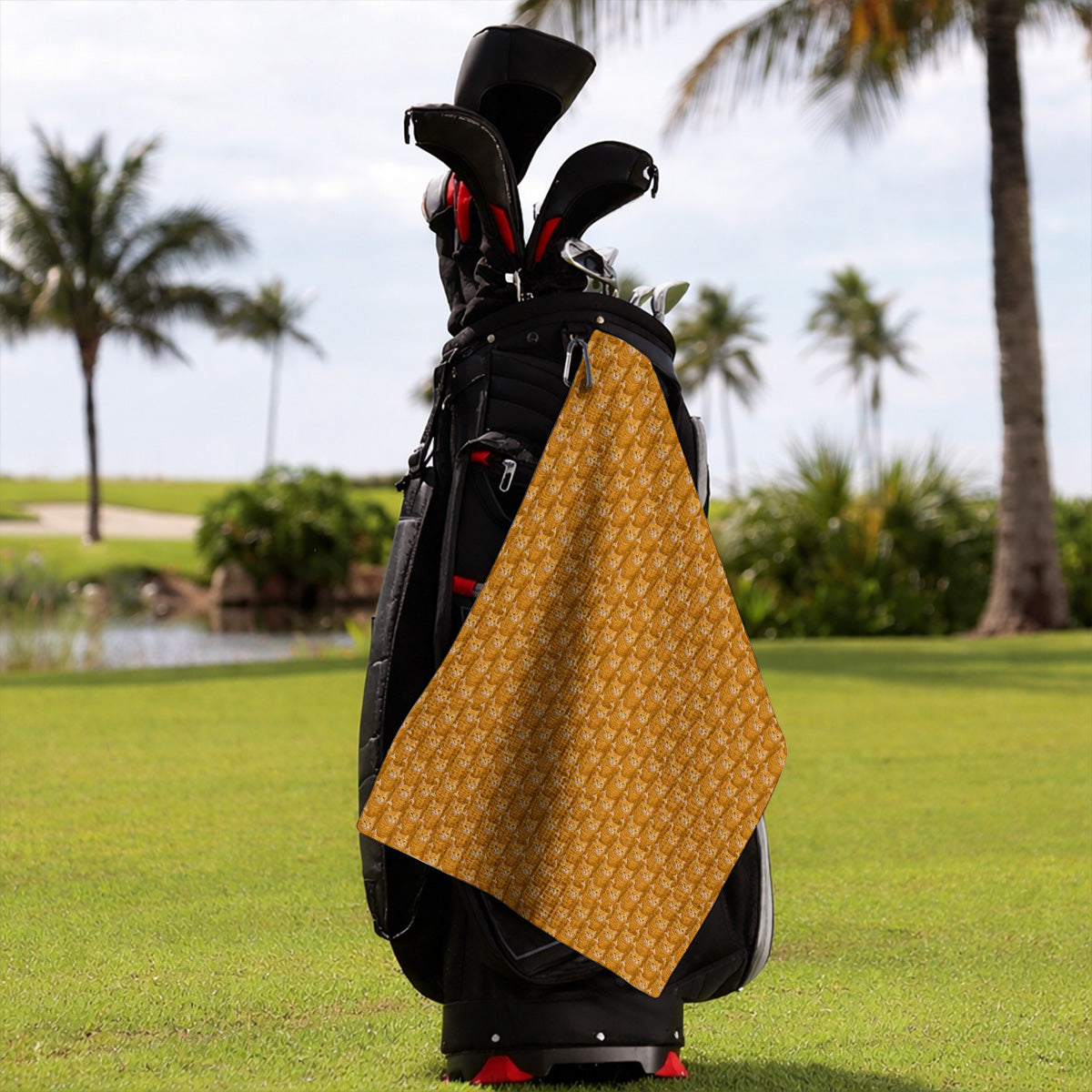 Ginger Cat Pattern Golf Towels, Funny Cats Golf Towel, Golf Gift For Golfer