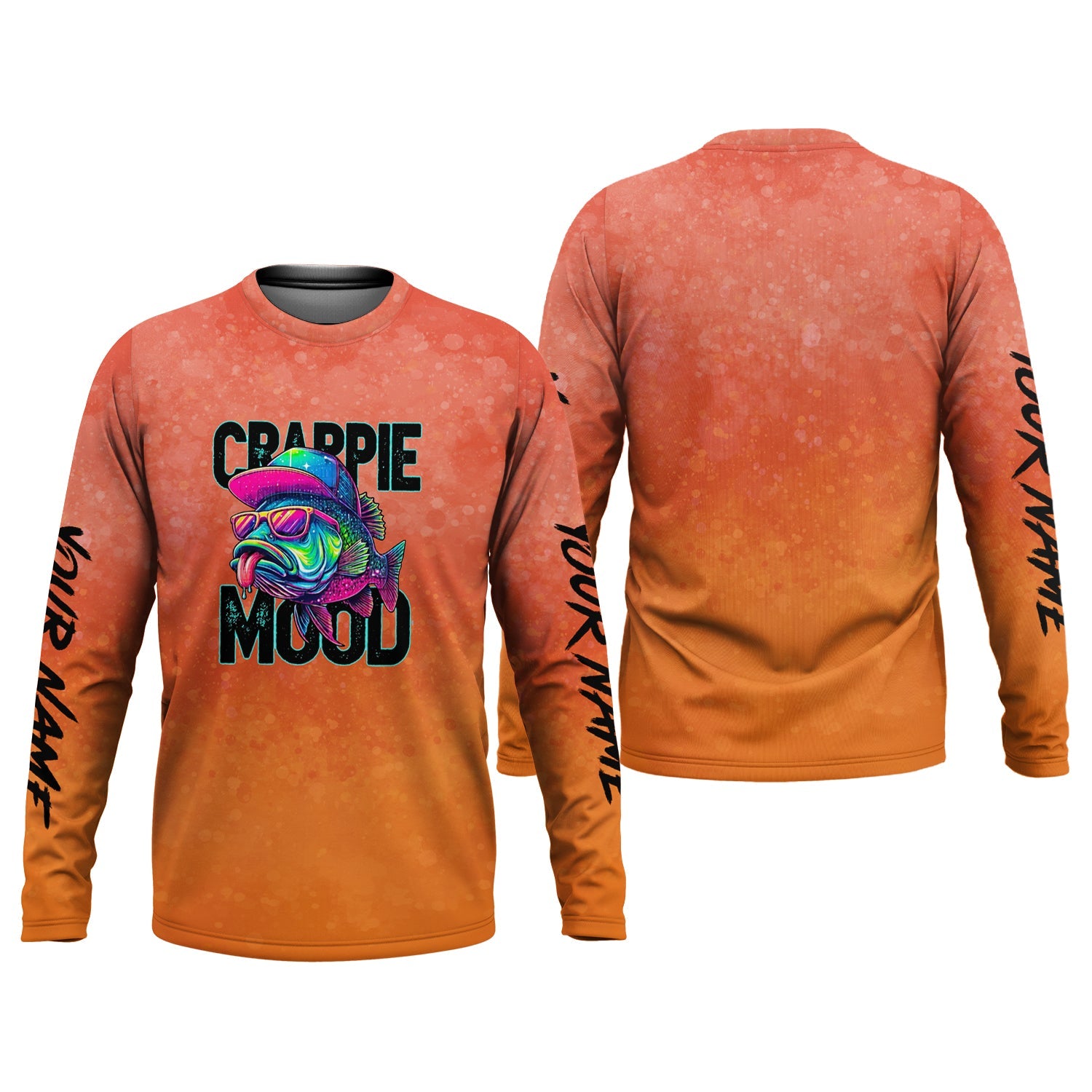 Crappie Mood Orange Neon Fishing UPF Shirts, Funny Fishing Shirt, Gift For Fisherman