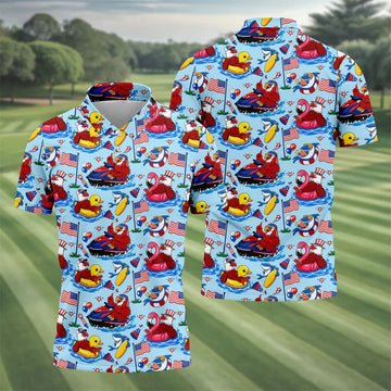 Tropical Pool Party Animal Golf Shirt, 250 Years USA Patriotic Golf Shirt, 4th Of July Golf Shirt, Golf Shirts For Men