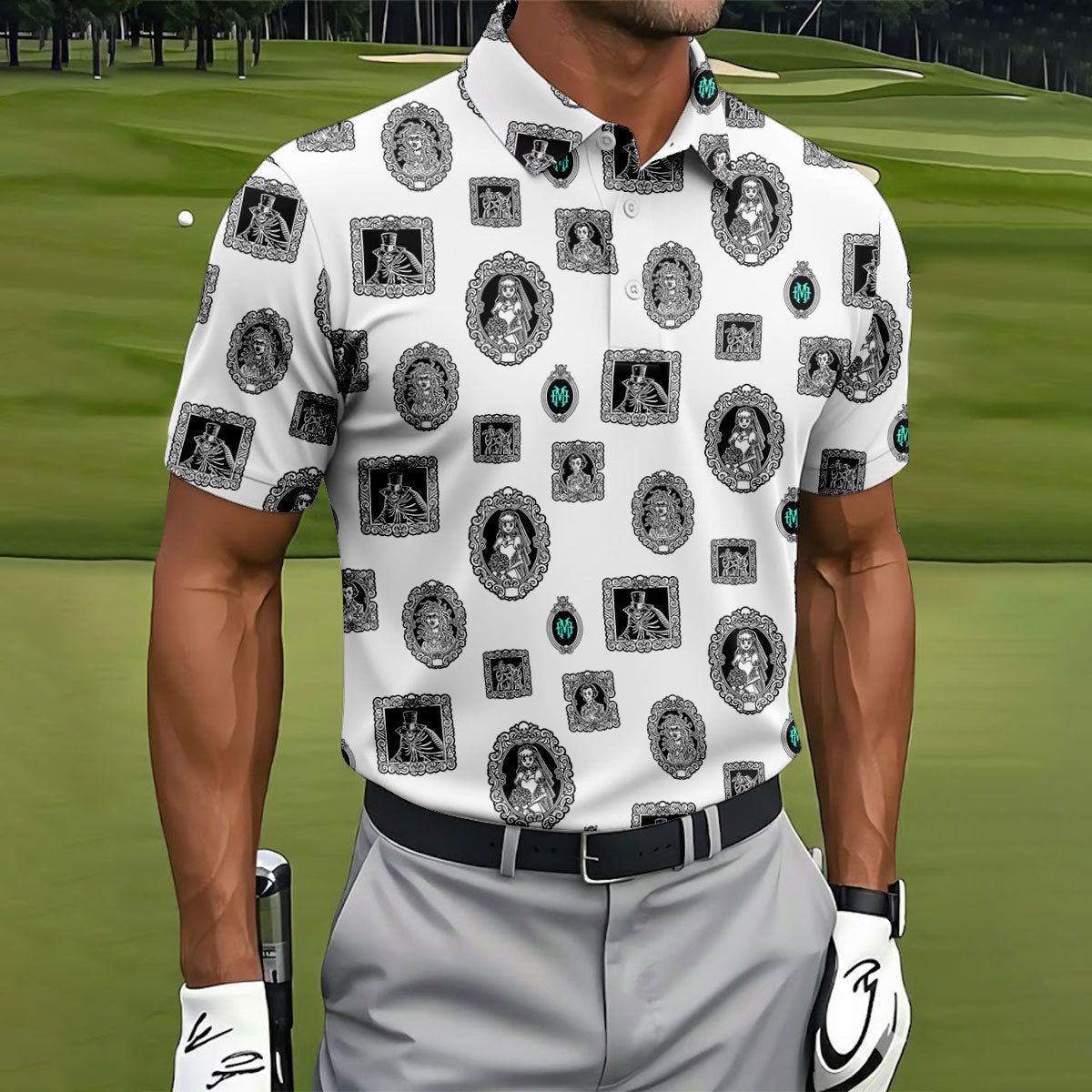 Gothic Portrait Halloween Horror Character Polo Shirt, Golf Shirt, Golf Shirts For Men