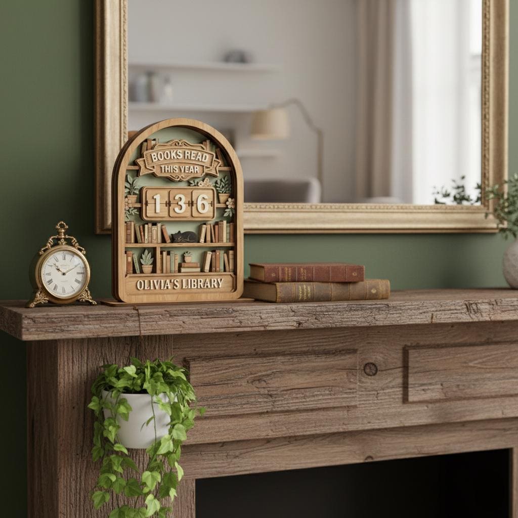 Personalized Wooden Book Tracker Sign, Books Read This Year Reading Counter, Custom Library Decor Gift for Book Lovers