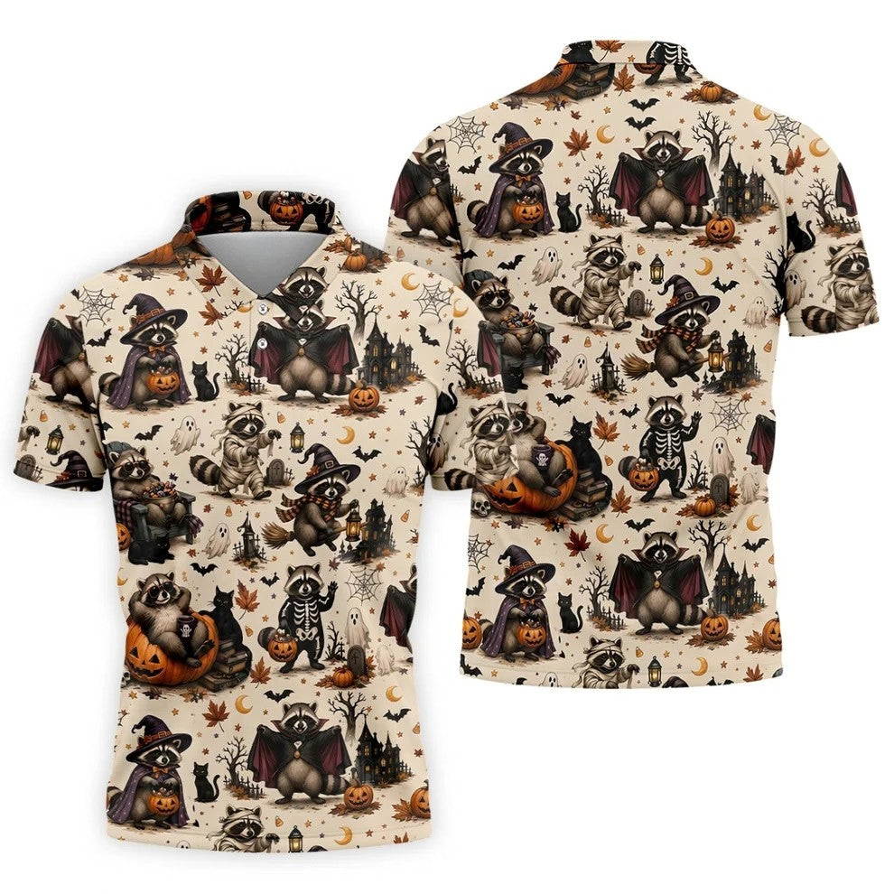 Jimothy Raccoon Costume Halloween Golf Polo Shirt, Golf Clothing, Mens Golf Shirt