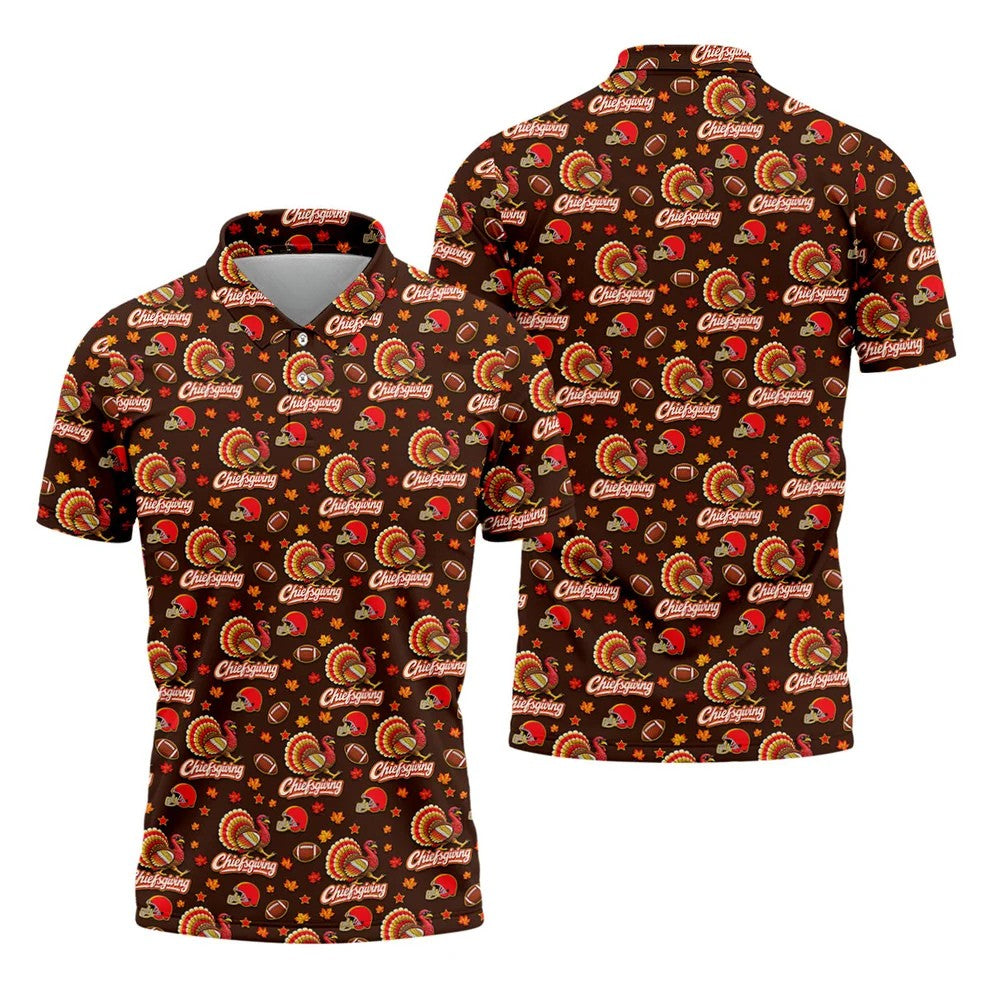 Chiefsgiving Thanksgiving Golf Shirt, Golf Shirts For Men, Funny Mens Golf Shirts