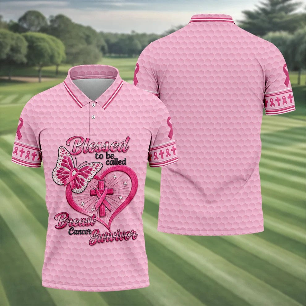 Blessed To Be Called Breast Cancer Survivor Golf Shirt, Mens Golf Polo, Golf Shirts For Men