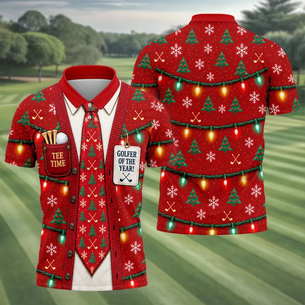 Golfer Of The Year Tie Christmas Golf Shirt, Golf Shirts For Men, Mens Golf Clothing