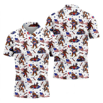 Bigfoot Sasquatch Funny Golf Polo ShirtAmerica 250 Anniversary Golf Shirt, 4th Of July Polo