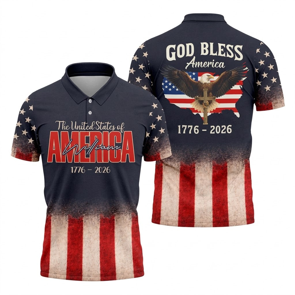 250 Years Of Freedom Black Camo Patriotic Golf Shirt, 4th Of July Golf Shirts For Men