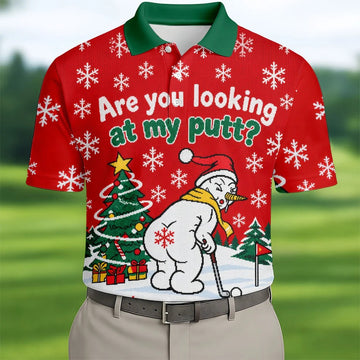 Are You Looking At My Putt Christmas Golf Shirt, Mens Golf Polo, Mens Golf Shirts