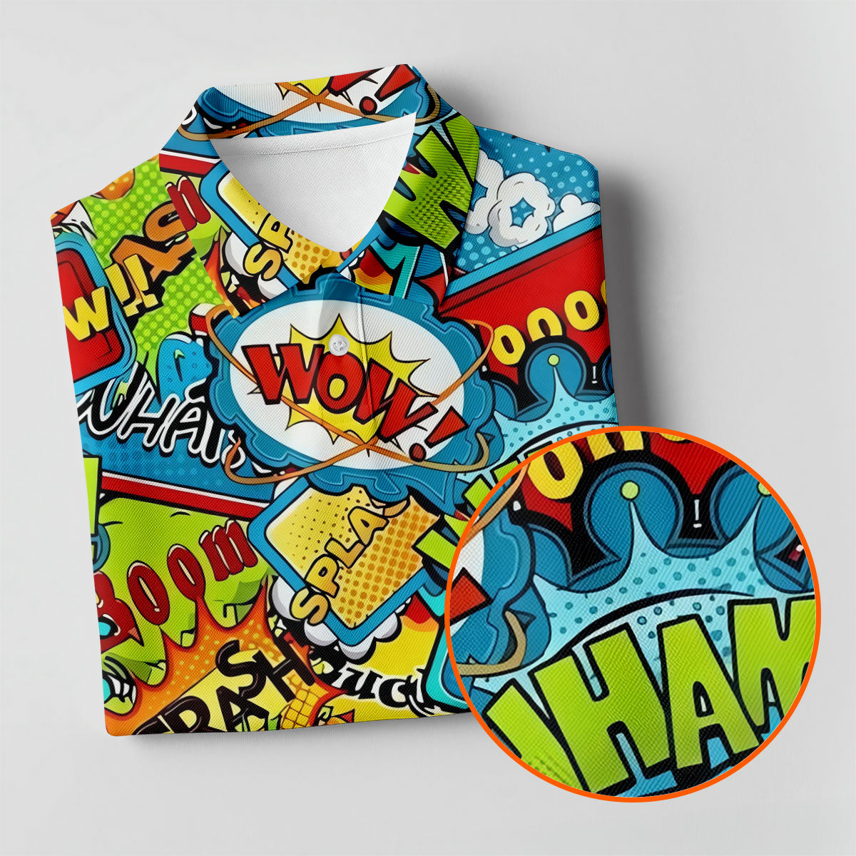 Funny Comic Pop Art Hawaiian Golf Shirt, Mens Golf Shirts, Golf Apparel For Men