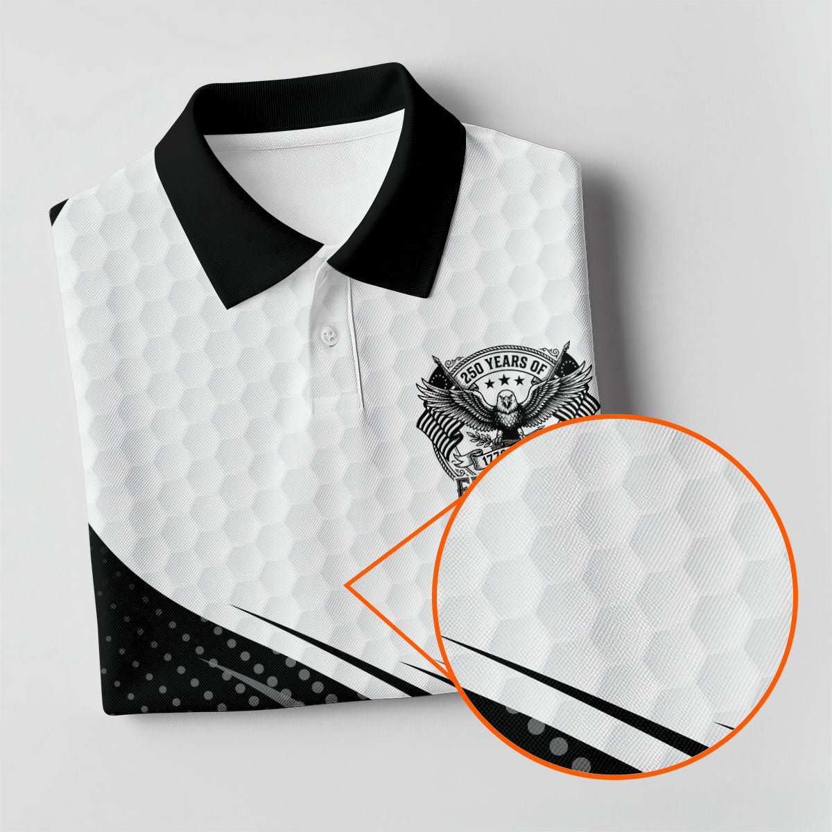 250 Years Of Freedom Black And White Patriotic Golf Shirt, 4th Of July Golf Shirts For Men