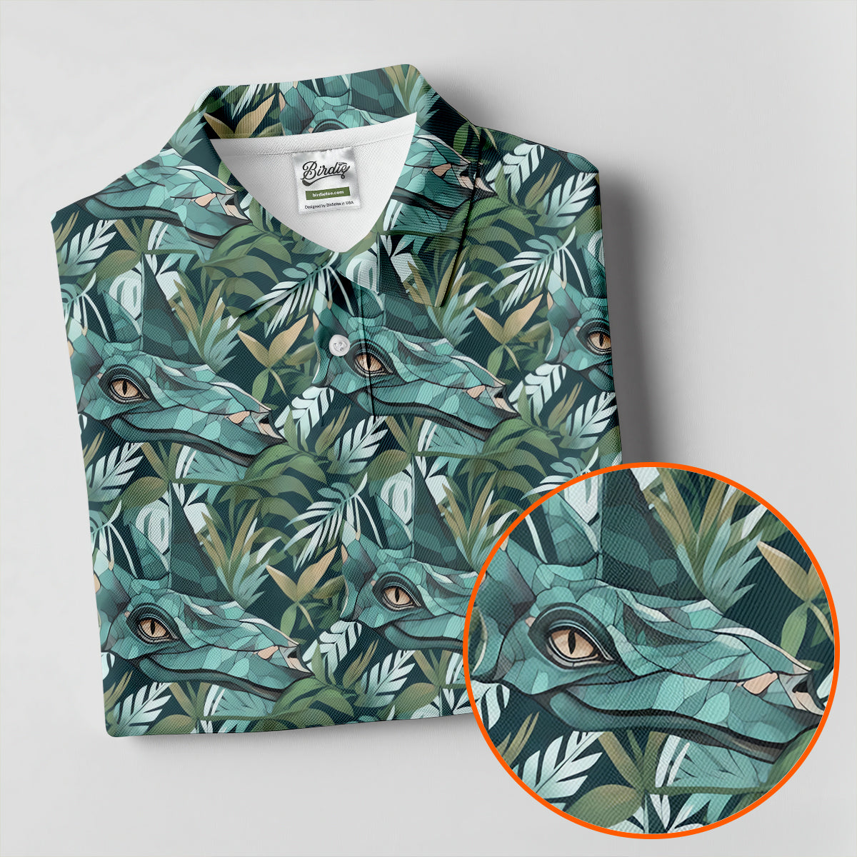 Dinosaur Head Tropical Vibe Women's Golf Tops, Women's Polo Shirt, Ladies Golf Shirts