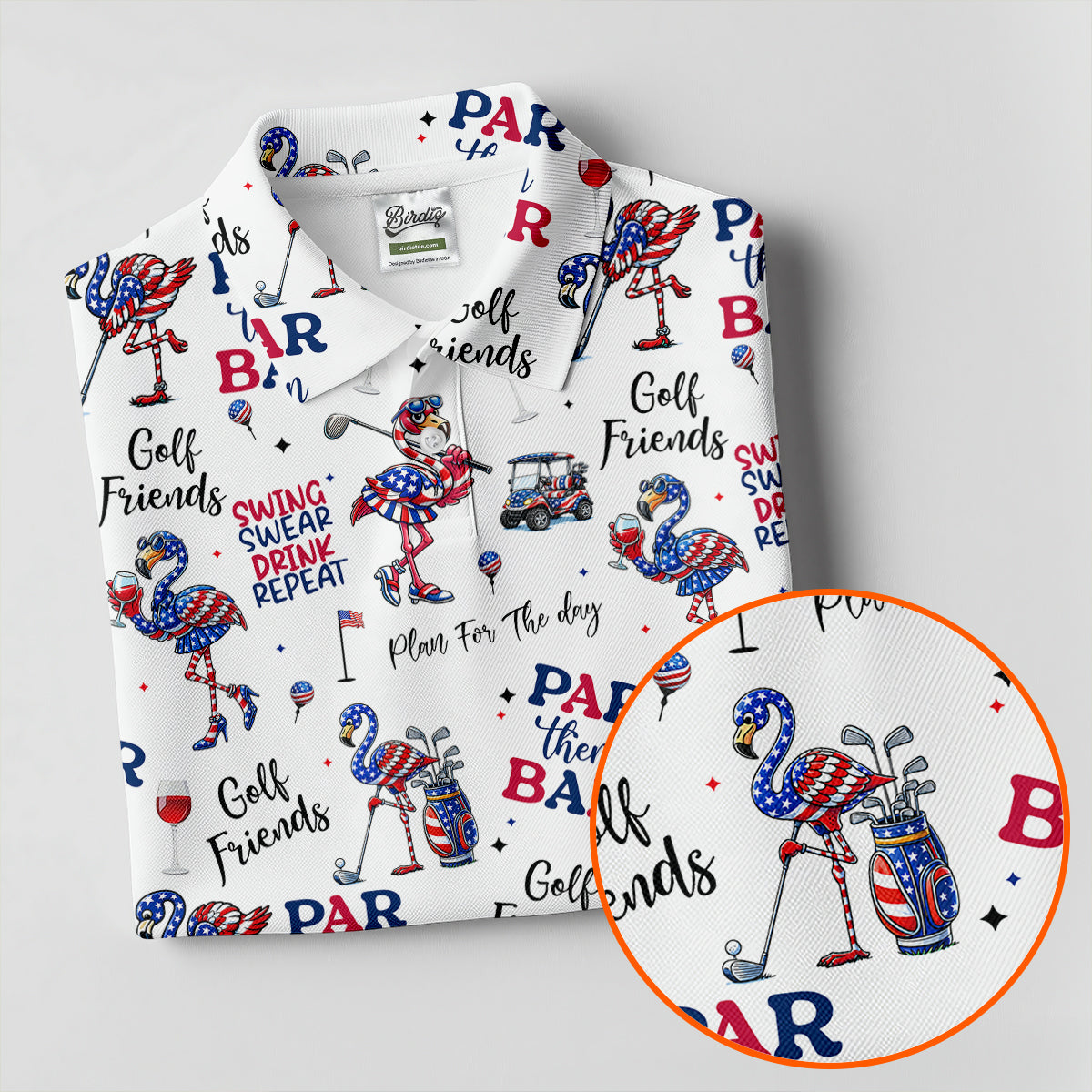 Par Then Bar Funny Flamingo Patriot Golf Shirt, 4th Of July Golf Shirt, 250th Anniversary Women's Golf Tops