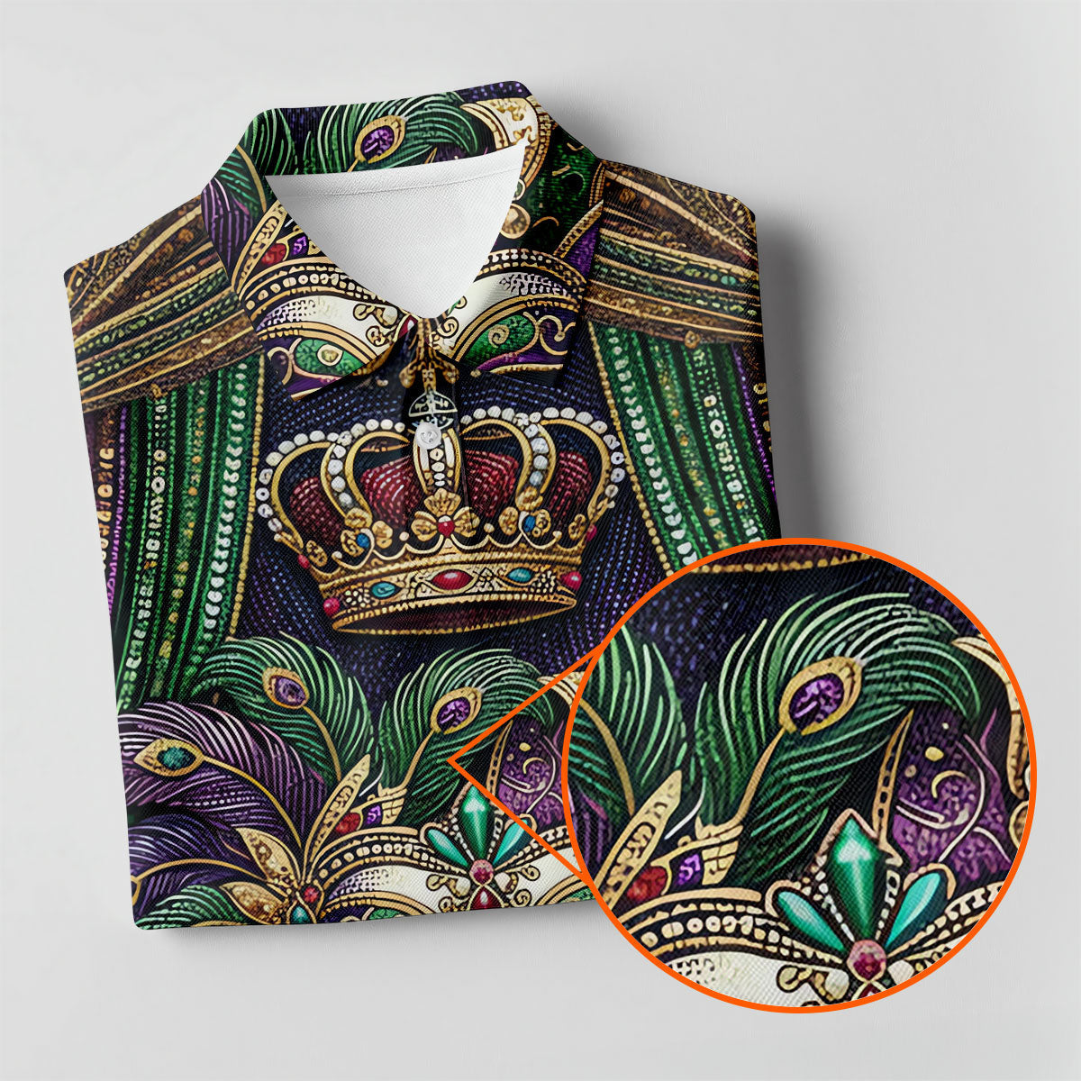 Fleur De Lis Floral Crown Mardi Gras Mask Print Women's Golf Tops, Ladies Golf Shirts, Ladies Golf Polos