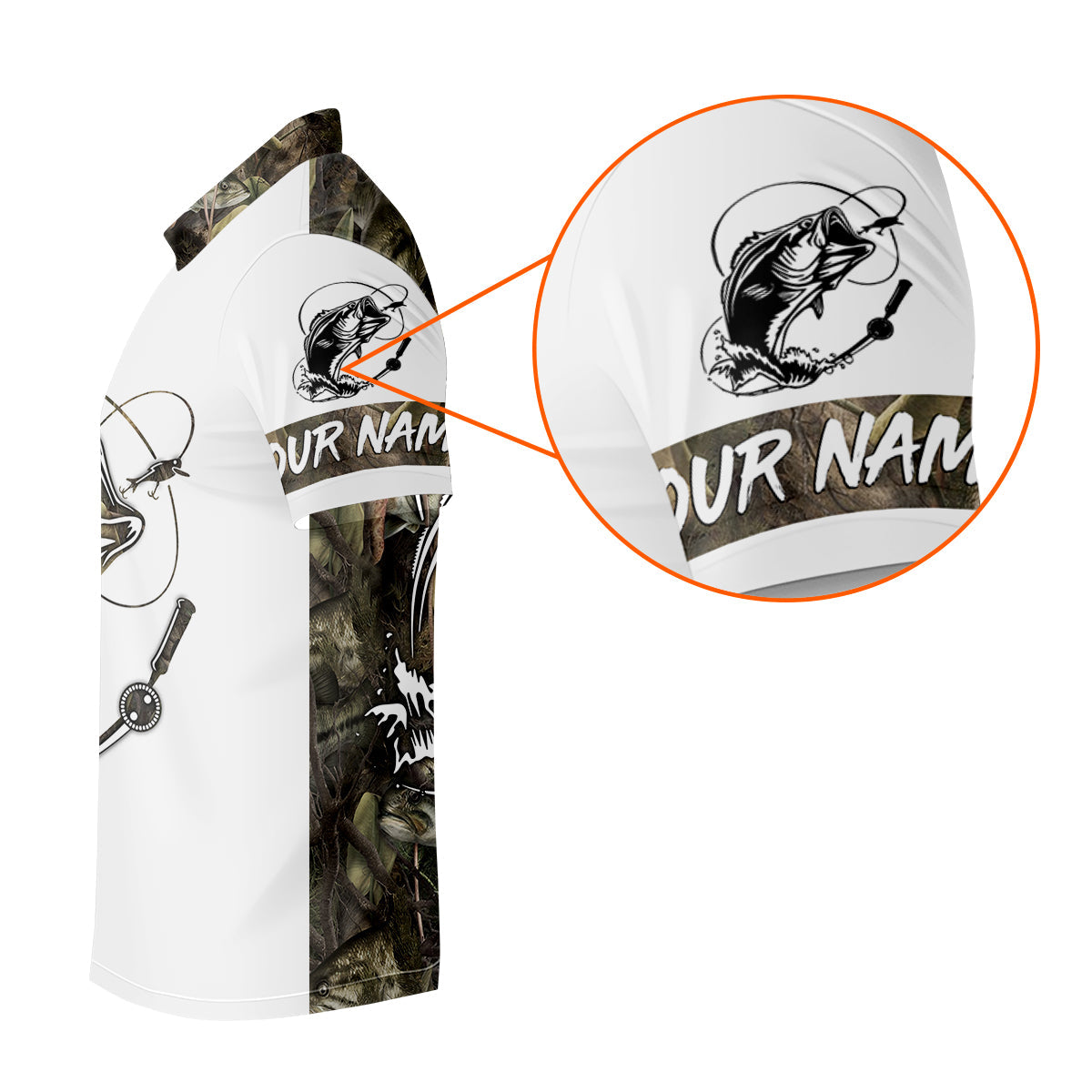 Camo White Fishing UPF Shirts, Camouflage Fishing Shirts, Fishing Gifts For Men, Men's Fishing Shirt