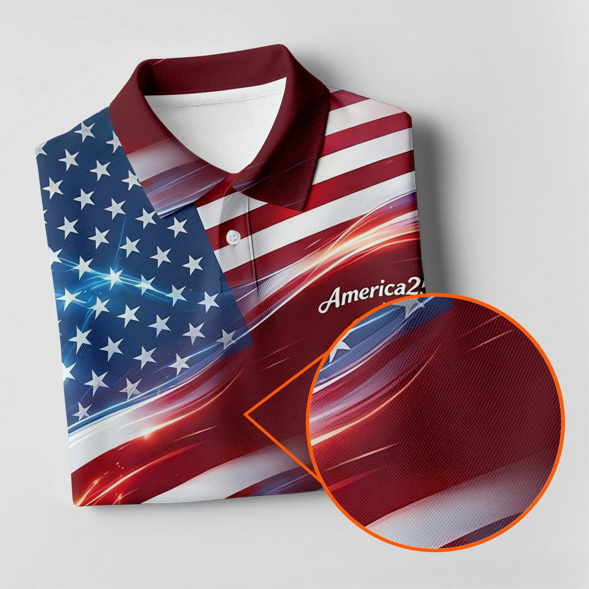 America 250 Light Effect American Flag Golf Shirt, Patriotic 4th Of July Golf Shirt For Women