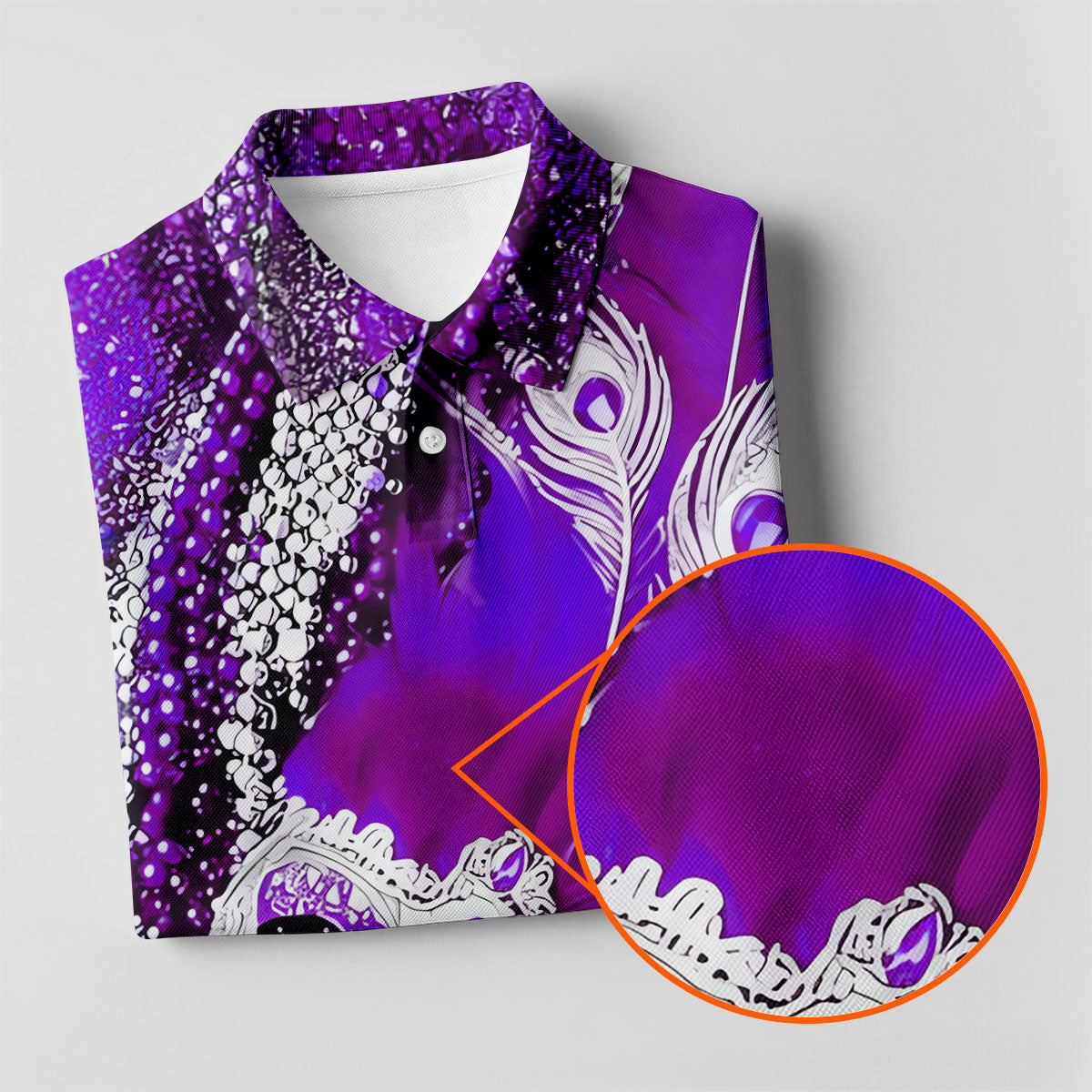 Mardi Gras Masquerade Mask Feather Beads Purple Golf Shirt, Women's Golf Tops, Ladies Golf Polos