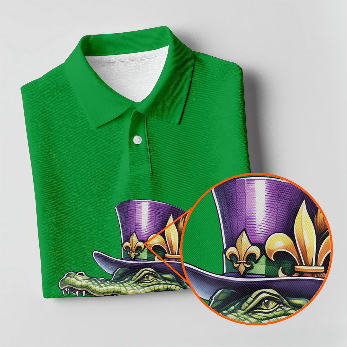 Mardi Gras Alligator Playing Saxophone Green Golf Shirt, Women's Golf Tops, Ladies Golf Shirt