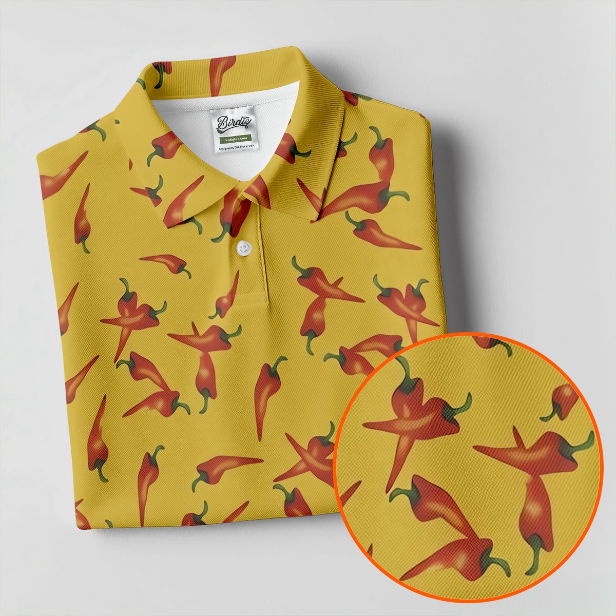 Red Chilli Yellow Hawaiian Golf Shirt, Summer Vibe Ladies Golf Tops, Golf Shirt For Women