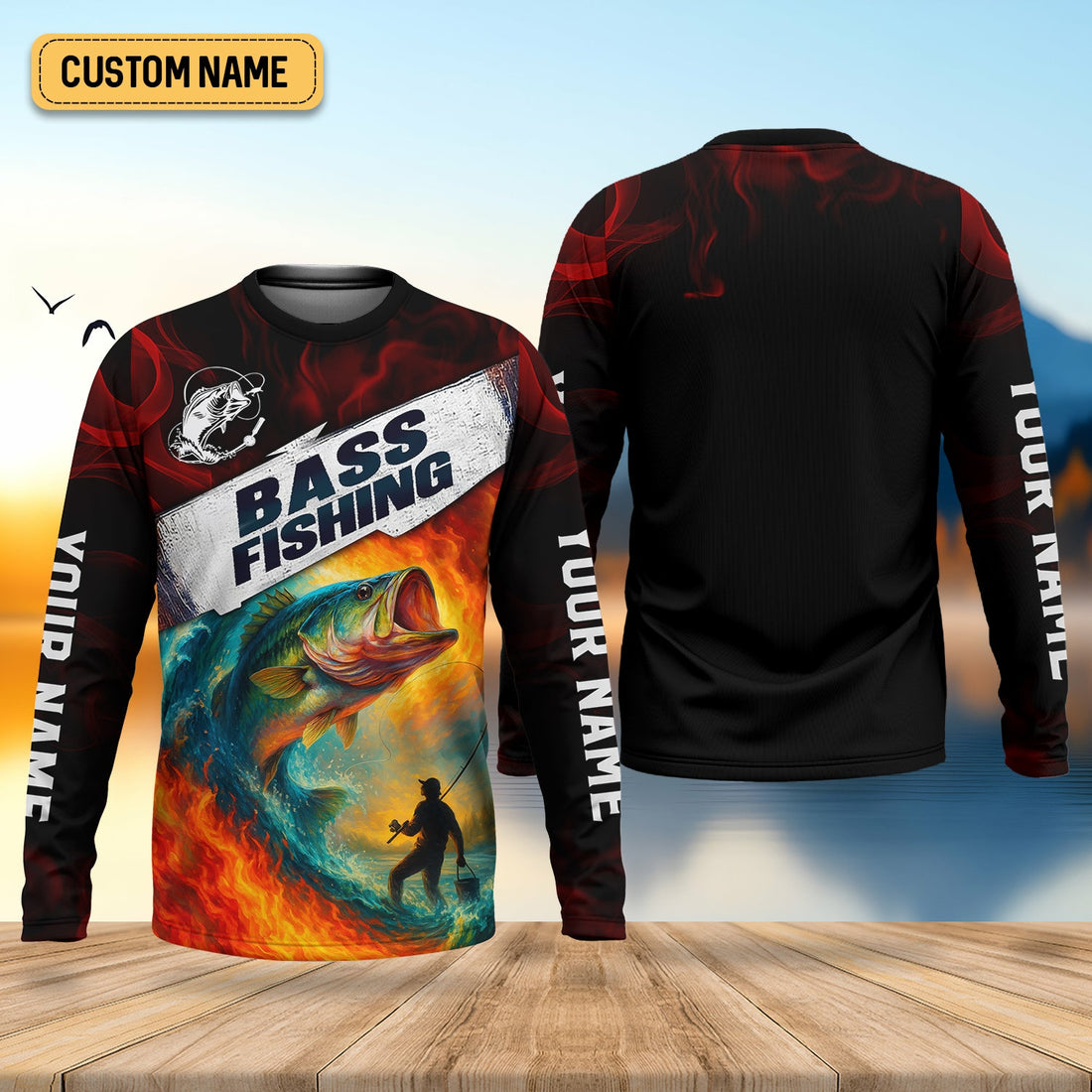 Fire Fishing Hooded UPF Shirt, Fishing Jersey, Long Sleeve Fishing Shirts, Gift For Fisherman
