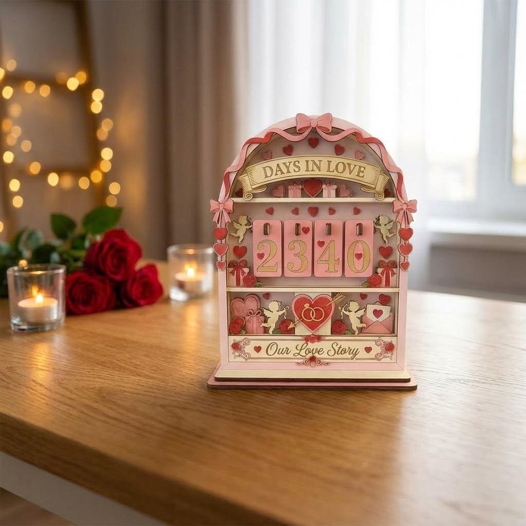 Personalized Days in Love Tracker, Custom Anniversary Counter Sign, Romantic Couple Decor, Valentine’s Day Gift