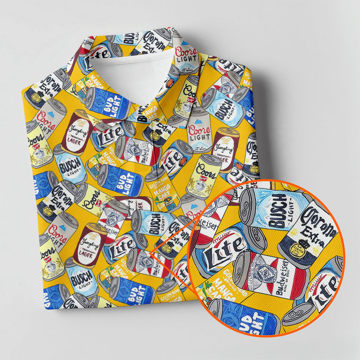 American Beer Cans Yellow Golf Shirt, Ladies Golf Shirts, Golf And Beer Golf Shirt For Women