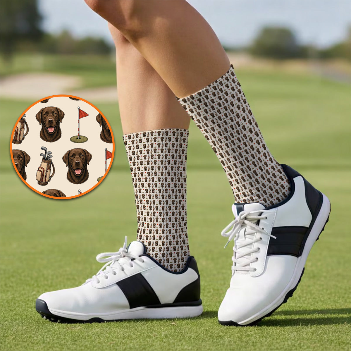 Chocolate Labrador Retriever Golf Sock, Funny Chocolate Lab Pattern Golf Socks, Dog Lover Golf Shirt