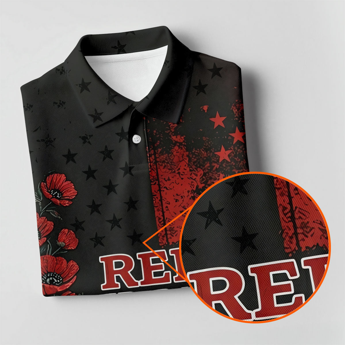 Red Friday American Flag Poppy Polo Shirt, Women’s Golf Apparel, Printed Golf Shirt